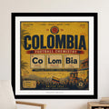 Colombia Football Chemistry poster with cities, dates, and soccer themes.