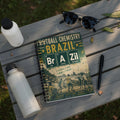 Notebook with "Football Chemistry" and "Brazil" in bold, featuring vintage soccer imagery.