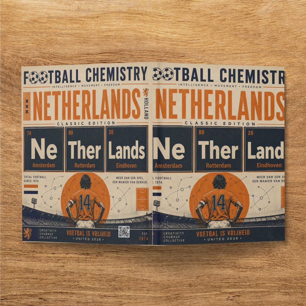 Two football posters for "Ne Ther Lands" classic edition, featuring player number 14.