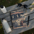 Notebook cover with "Football Chemistry USA" and U, S, Au elements.
