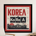 Retro poster for Korea's football team with text and vintage graphics.