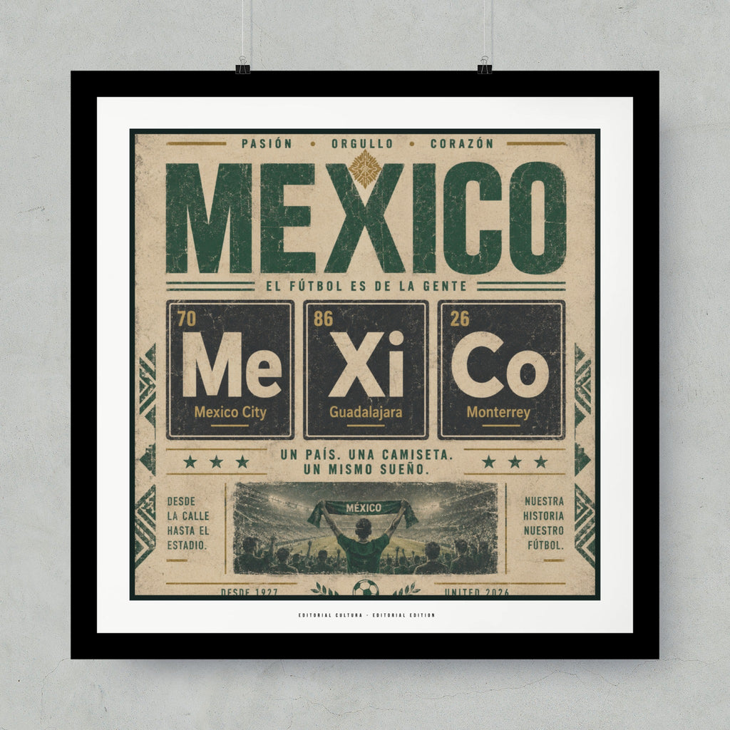 Mexico flag colors with element symbols for Mexico City, Guadalajara, Monterrey.