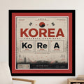 Korea Football Chemistry poster with elemental symbols, city locations, and Korean text.