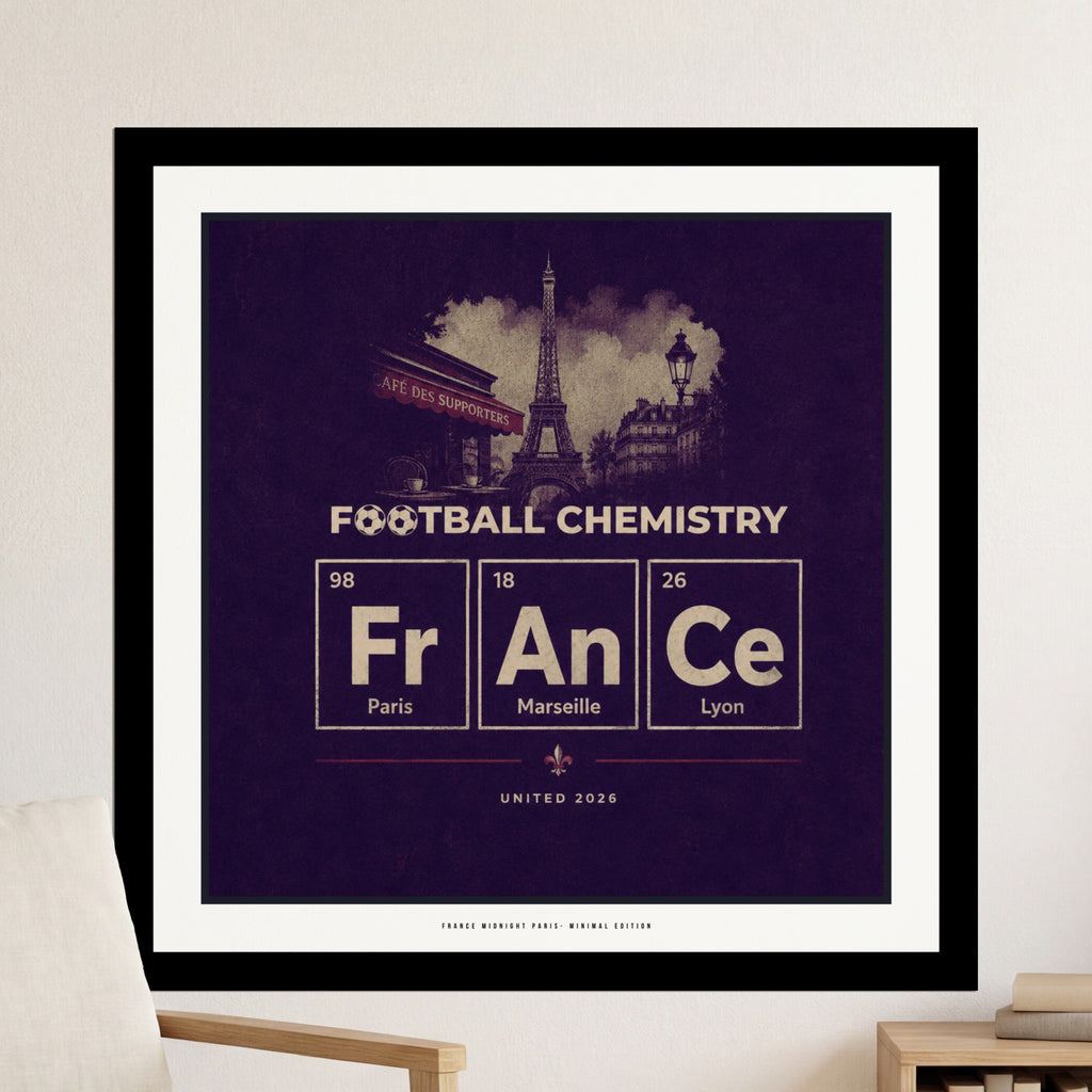 Periodic table of elements with football team cities: Paris, Marseille, Lyon.