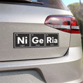Bumper sticker for Nigeria with cities Lagos, Abuja, and Kano.