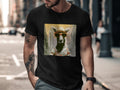 Kangaroo wearing sunglasses and a hat on a city street background.