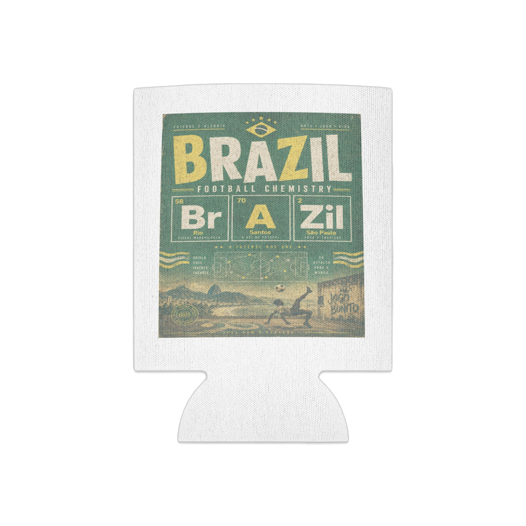 "Brazil Football Chemistry" graphic with player and stadium elements.