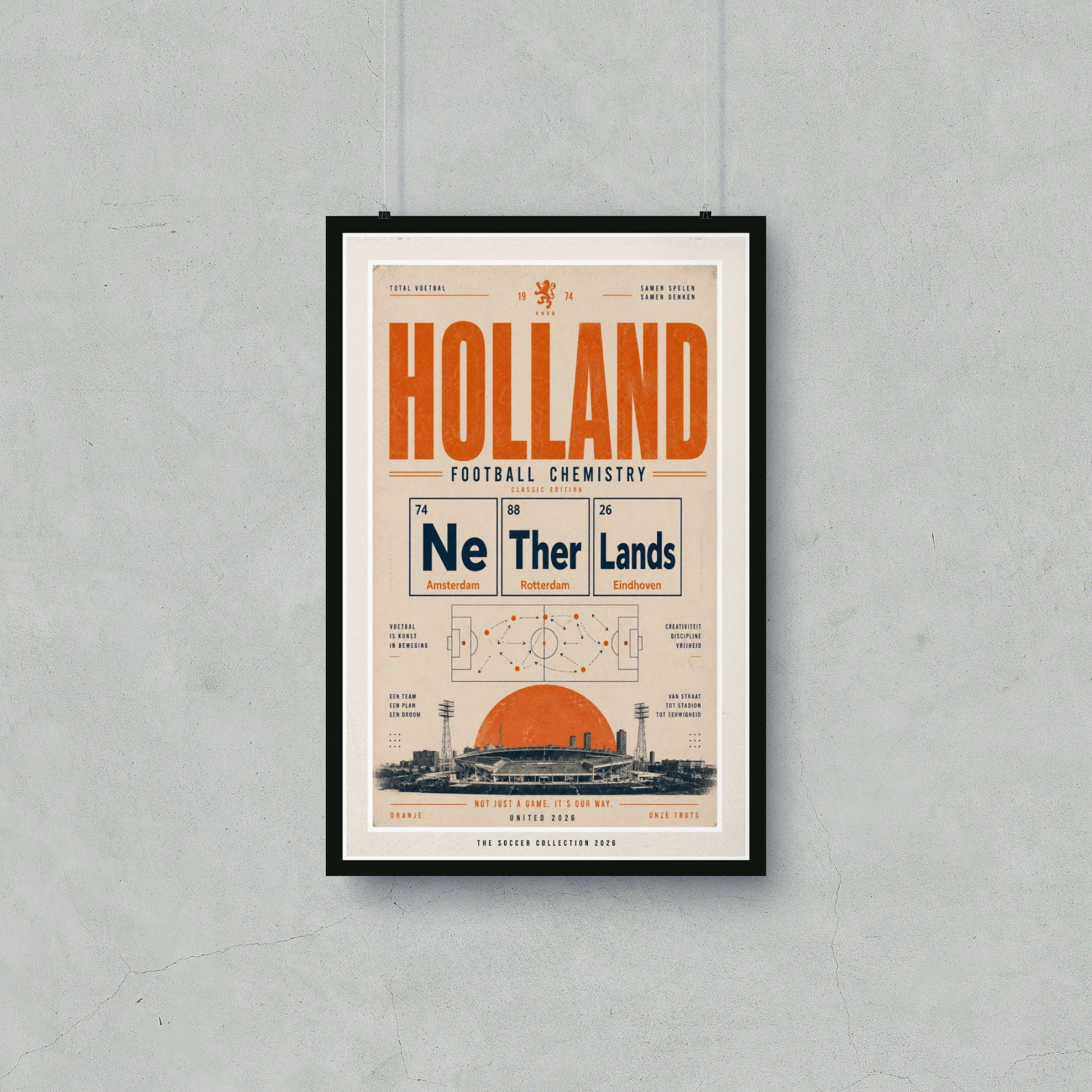 Poster for "Holland Football Chemistry Classic Edition" with cities and team values.
