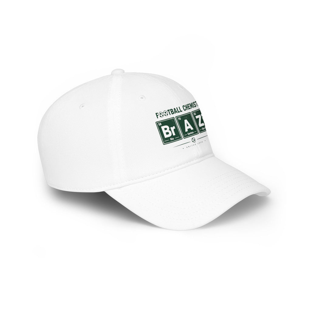 White baseball cap with "Football Chemistry BRAZ" in periodic table elements.