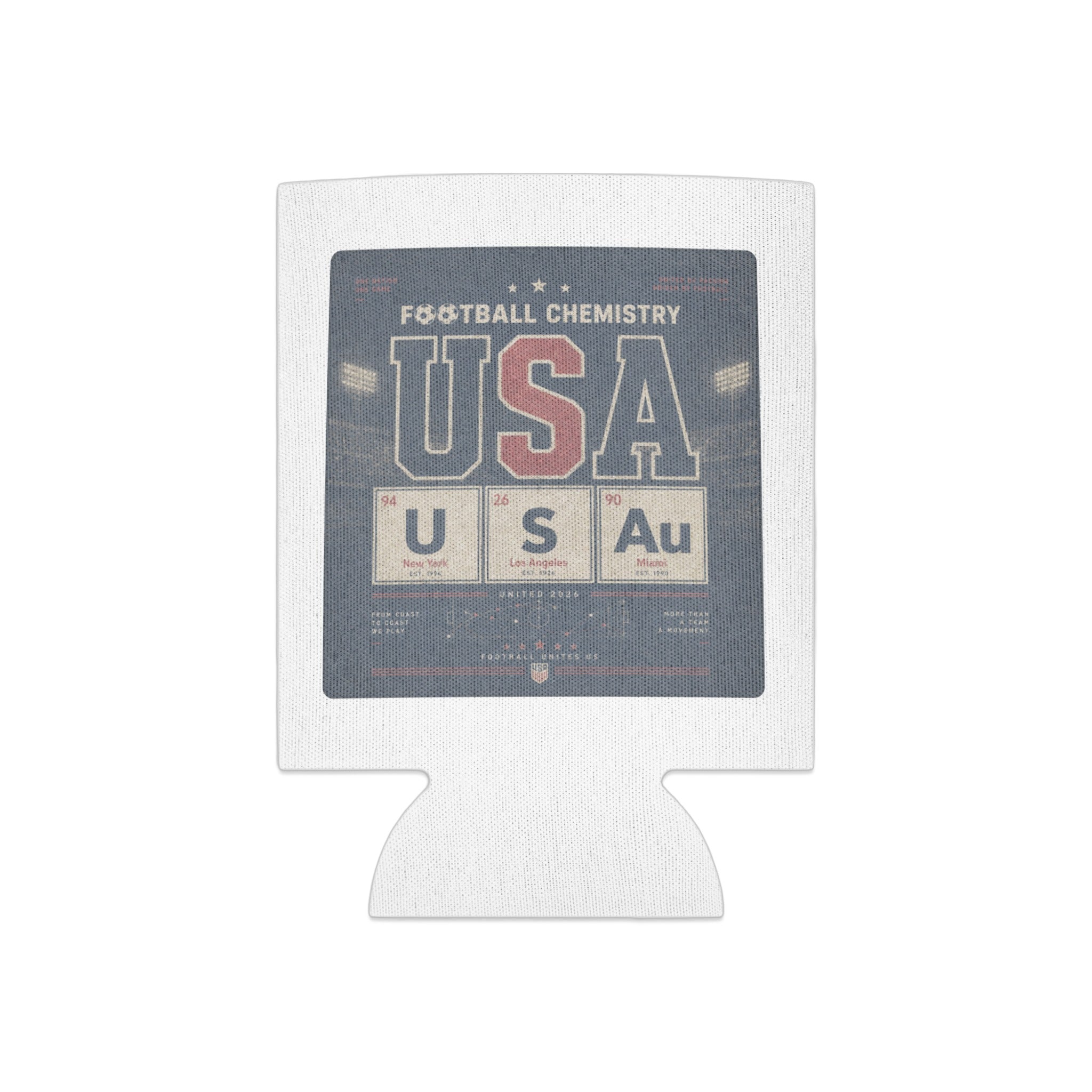 USA Football Chemistry can cooler with U, S, and Au elements.