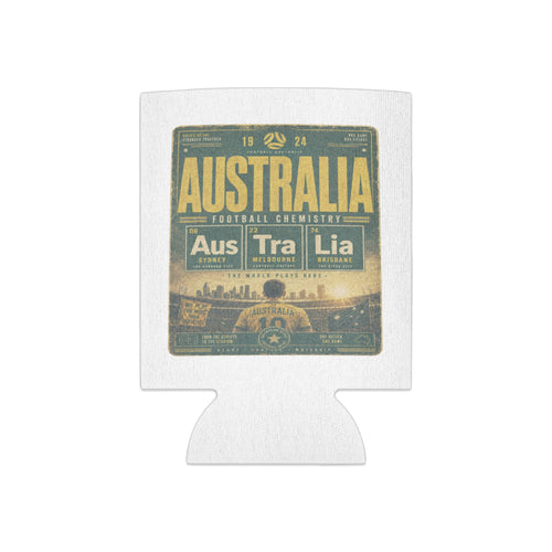 Australia football chemistry design with team names and city locations.