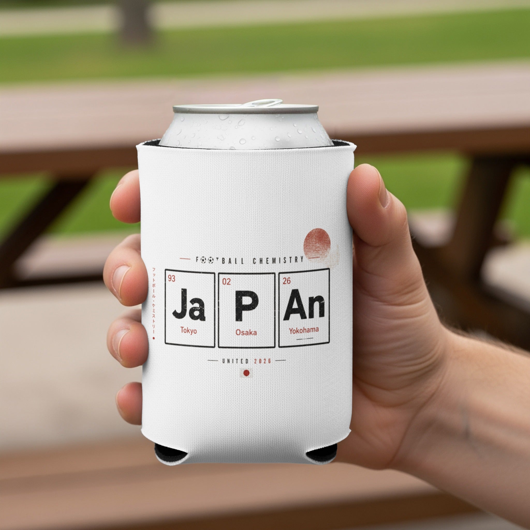 Can cooler with "Japan" in periodic table elements, with city names.