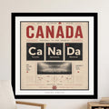 Canada featuring periodic table elements Ca, Na, Da and host cities for 2026 World Cup.