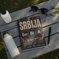 Notebook with "SRBIJA FOOTBALL CHEMISTRY" title and Serbian text.